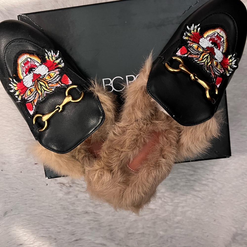 Black Fur Lady’s Slip On/Loafer.